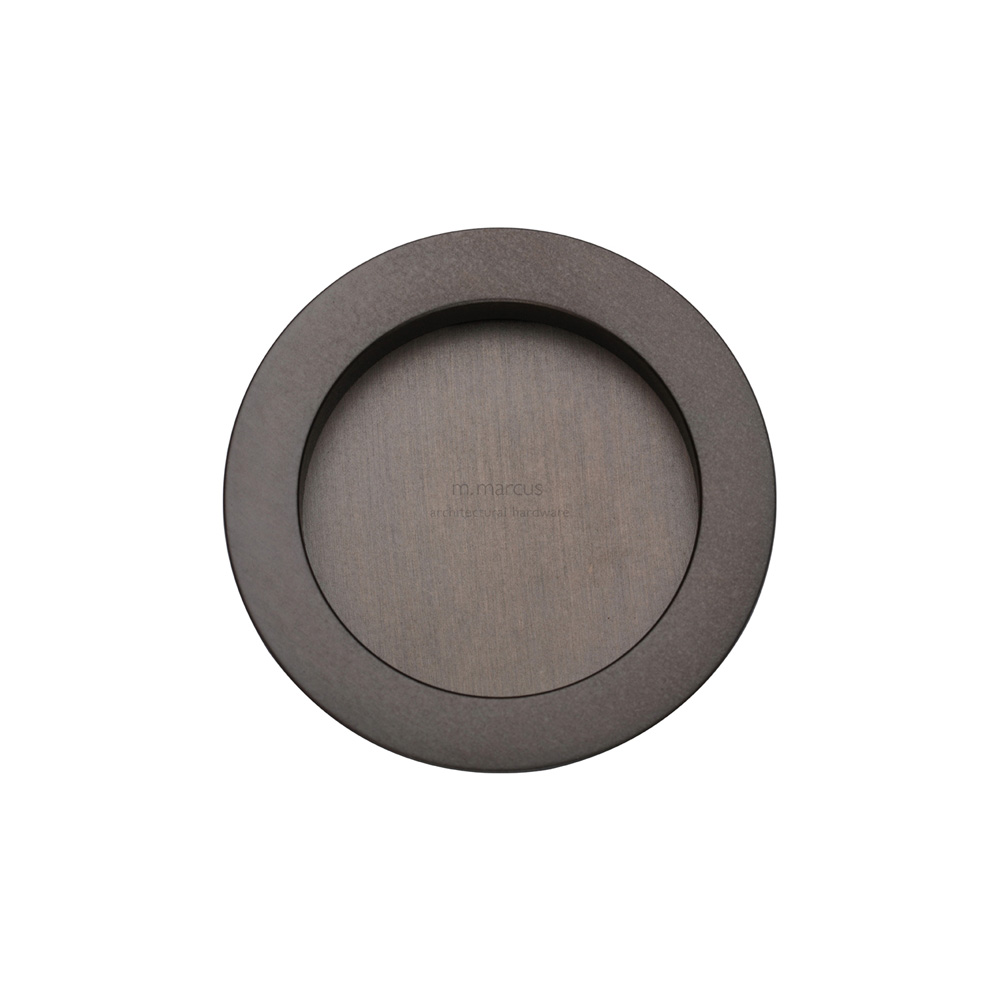 Pocket Door Round Flush Pull Pair - Matt Bronze
